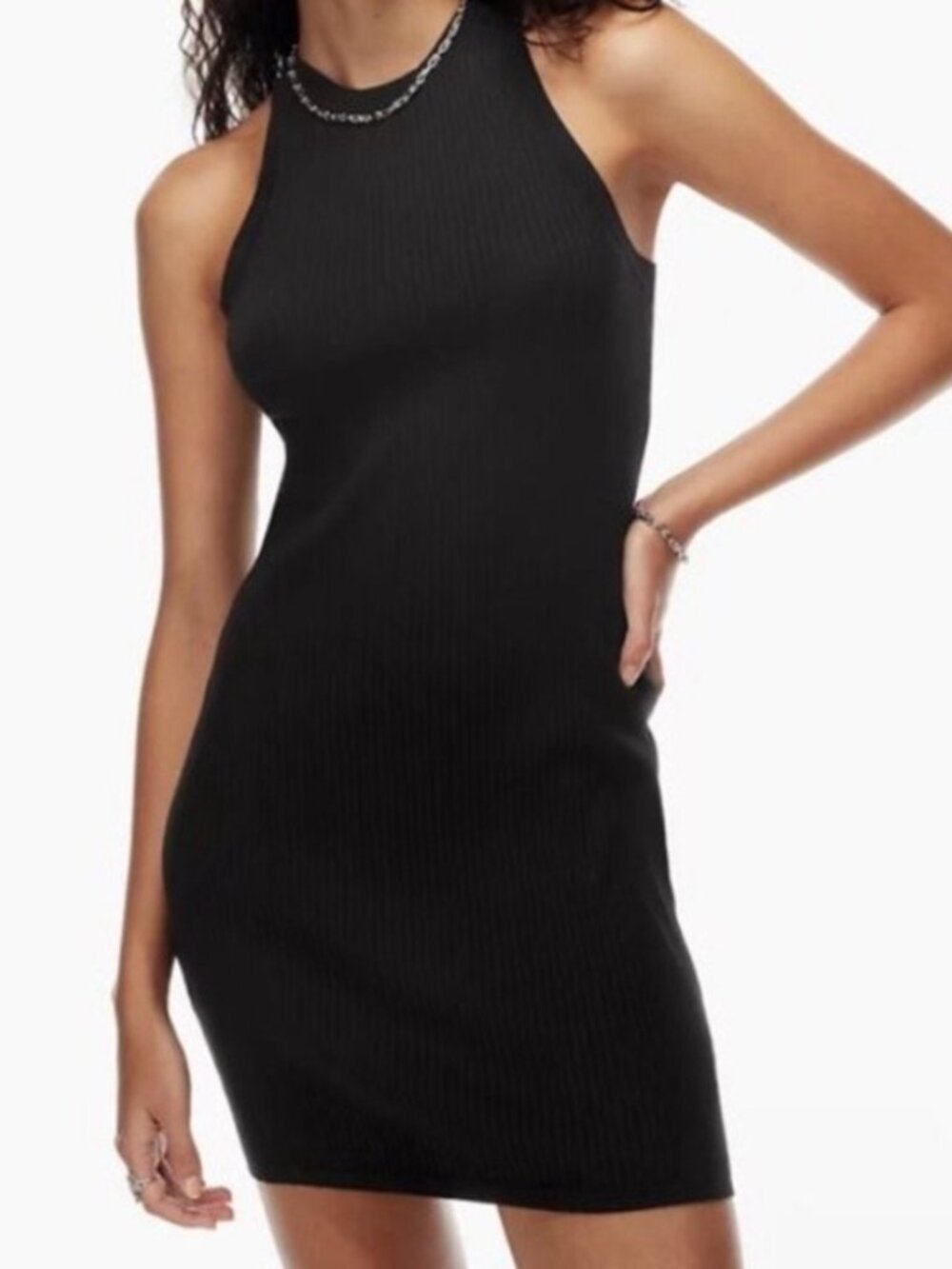 NWT Aritzia Sunday Best Jodie Crew Neck Ribbed Tank Dress Black size XS